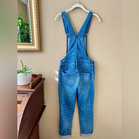 Madewell Denim Jean Overalls in Kemp Wash Bibs Jeans Raw Frayed Hem Size Small S - Picture 4 of 16
